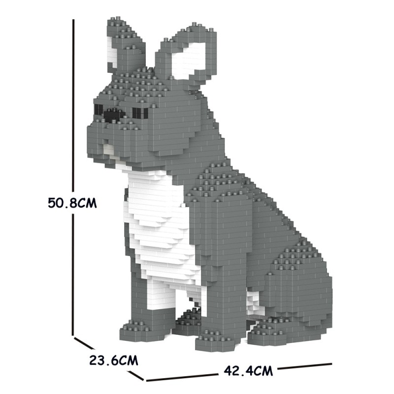 Chien Bouledogue Français assis bleu