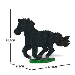 Galloping black horse