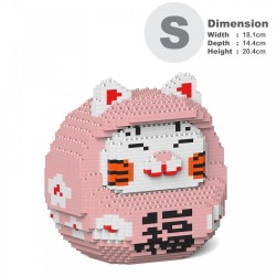 Pink Daruma Maneki Neko Doll